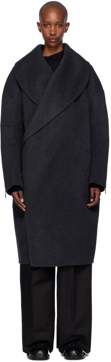 Plašči Helmut Lang Helmut Lang Double-Faced Cocoon Coat Siva | O06HW499