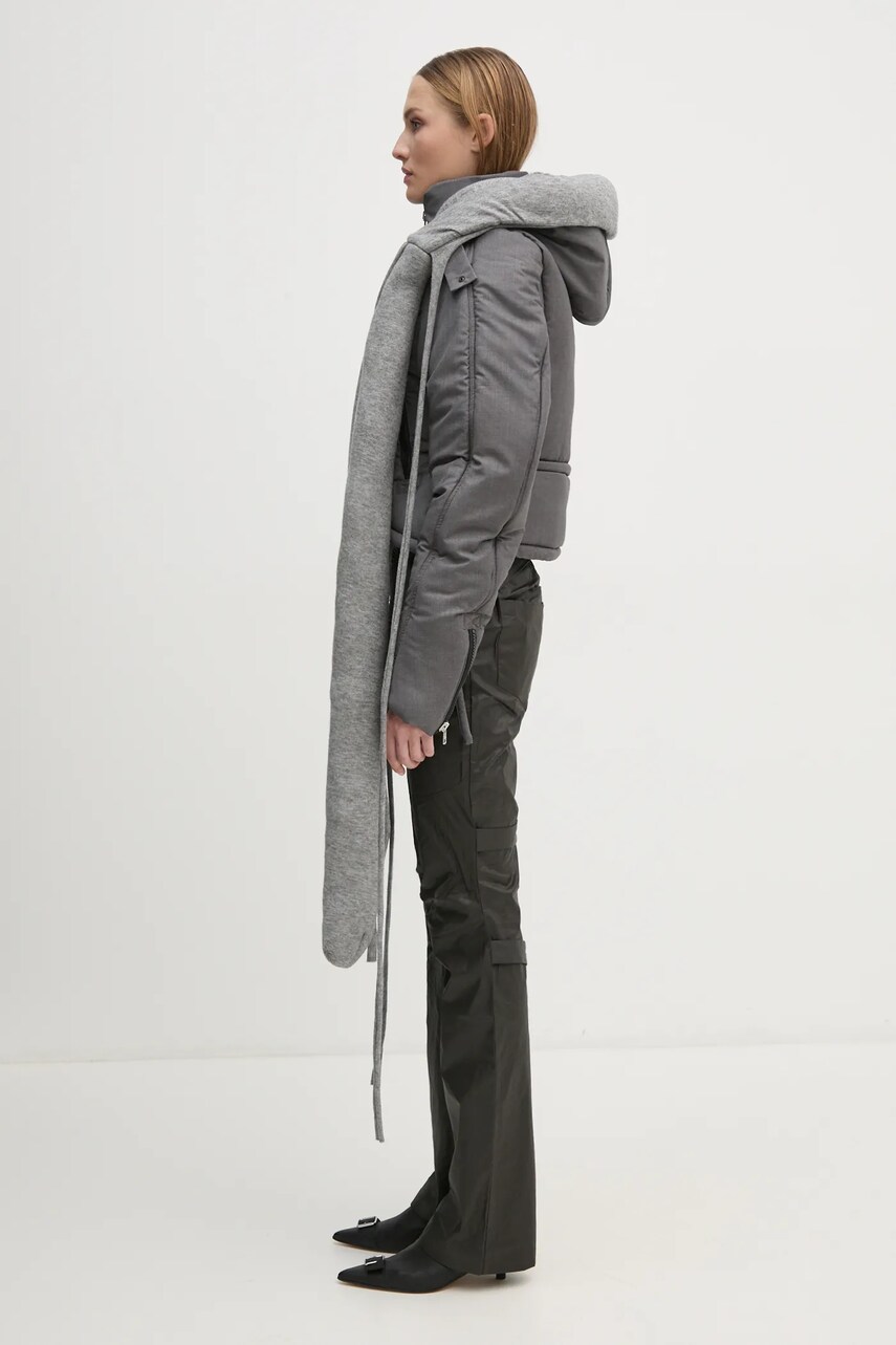 Parka Ottolinger Ottolinger Deconstructed Cropped Puffer Jacket with Attached Scarf Siva | 2209060111, 1