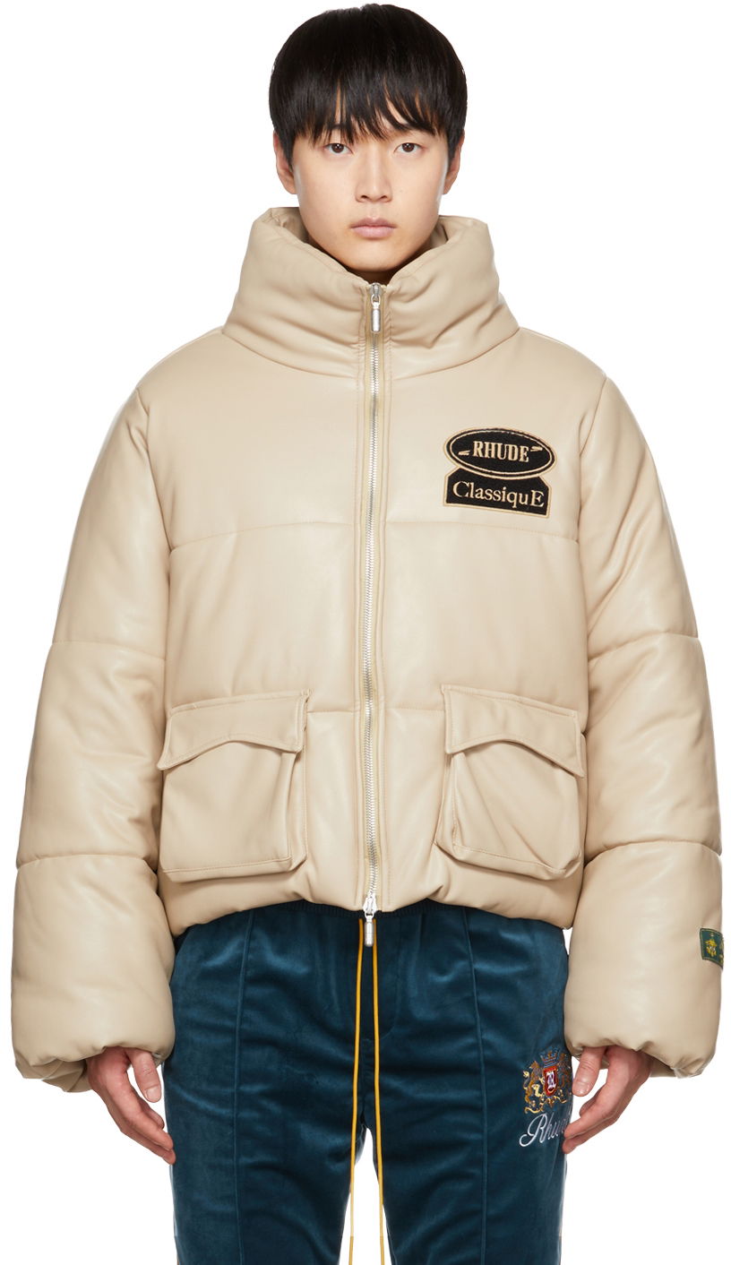 Puhovka Rhude Rhude Embroidered Puffer Jacket Bež | RHPF22JA02361117