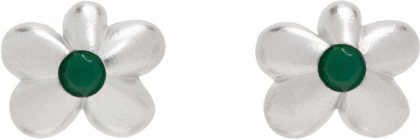 Uhani VEERT 'The Green Flower' Earrings Kovinski | OR02RH-WG