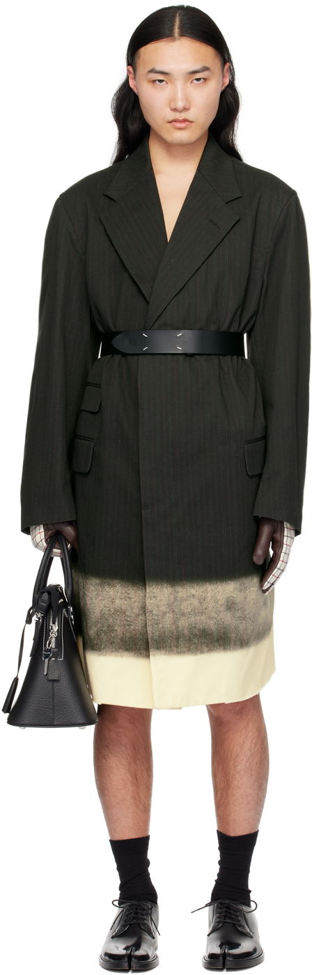 Plašči Maison Margiela Maison Margiela Trompe-L'œil Pinstripe Dip-Dye Coat Črna | S50AA0139 M35011
