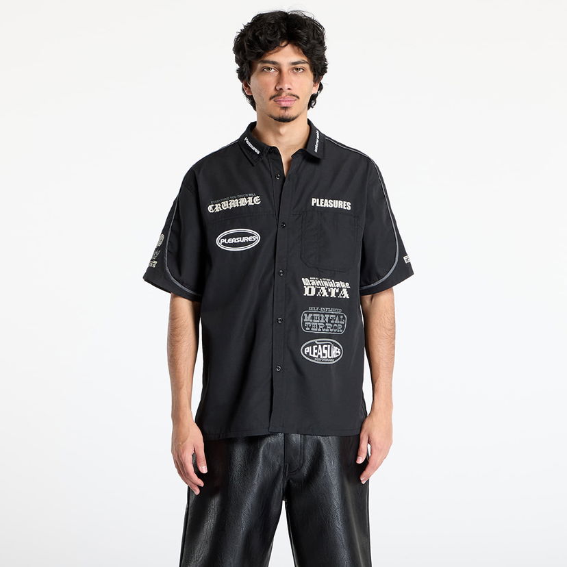 Srajce Pleasures PLEASURES Terror Button-Up Shirt Črna | P25SU005 BLACK