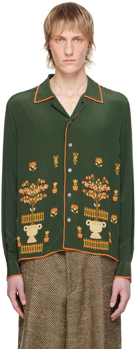 Srajce Bode Beaded Paddock Sampler Shirt Zelena | MRS24SH004