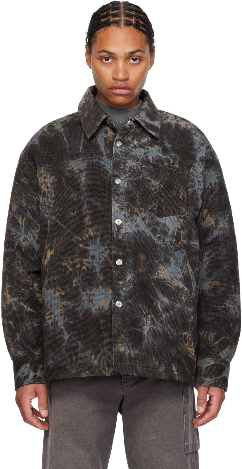 Srajce Bluemarble Padded Corduroy Overshirt Modra | SH18 CD02B24 GRE