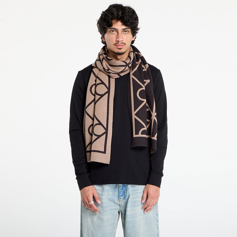 Šala CALVIN KLEIN Calvin Klein Emblem Aop Fine Scarf Črna | LV04D8051G UB1