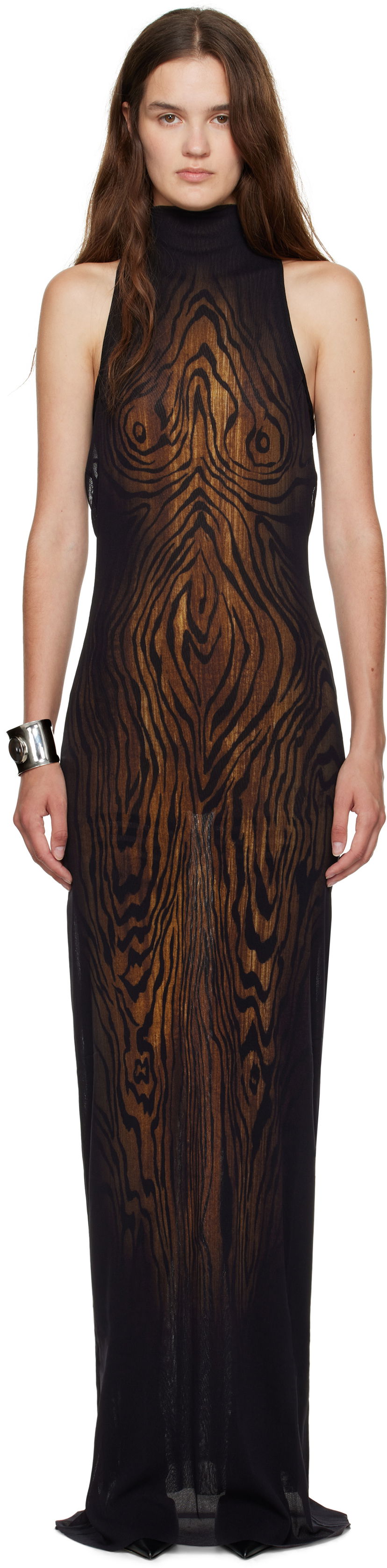 Obleke Jean Paul Gaultier Jean Paul Gaultier 'The Long Draped Wood' Maxi Dress Črna | 25/03-W-DR029-M002P-0060