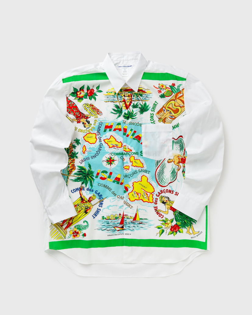 Srajce Comme des Garçons Hawaiian Map Print Long-Sleeve Woven Shirt Večbarvna | FP-B060-W25-1