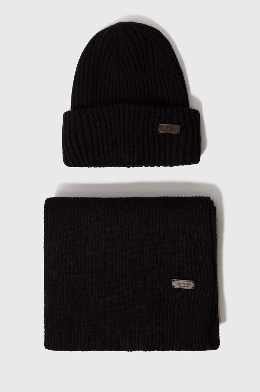Šala Barbour Beanie & Scarf Gift Set Črna | MGS0019