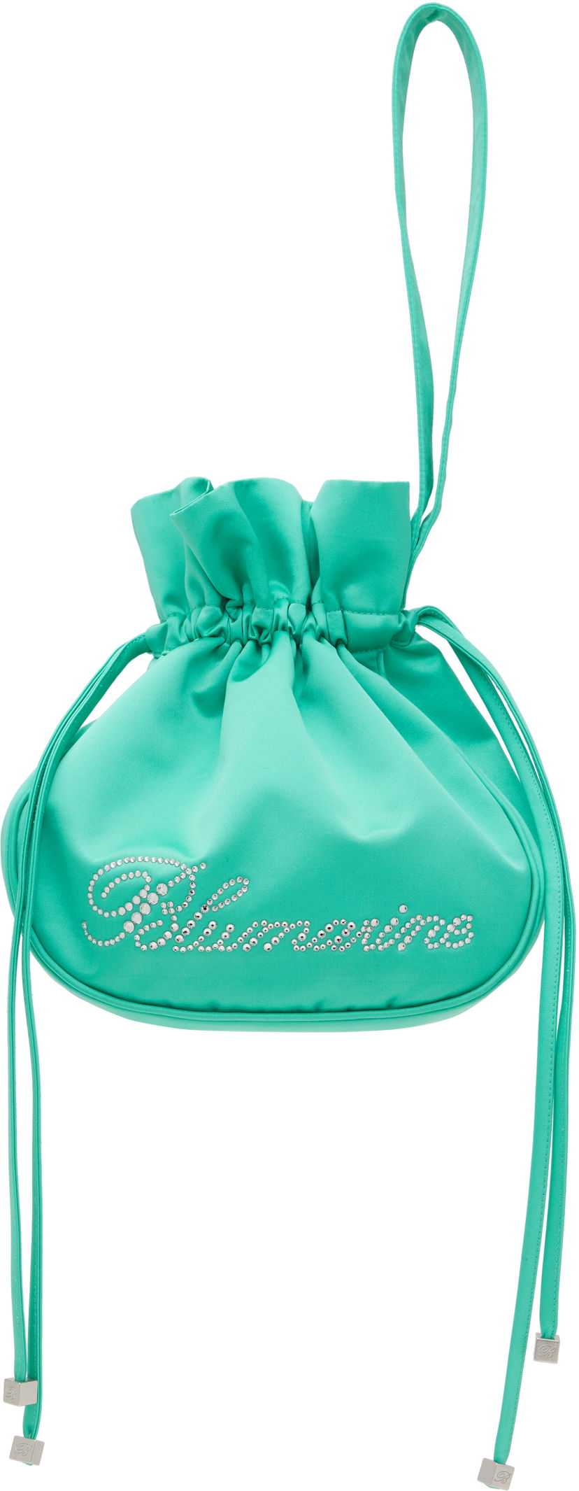 Torbica Blumarine Blumarine Satin Rhinestone Logo Pouch Turkizna | P5HHW091A