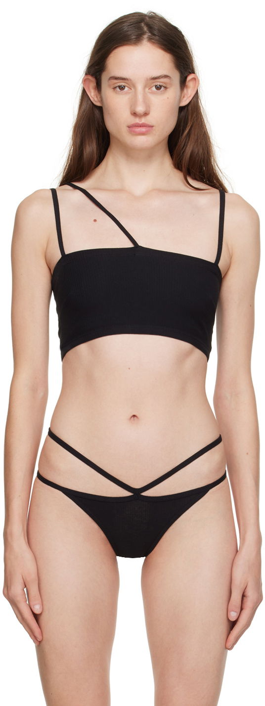 Modrček Baserange Asymmetrical Strap Bralette Črna | BRNI-RB-000