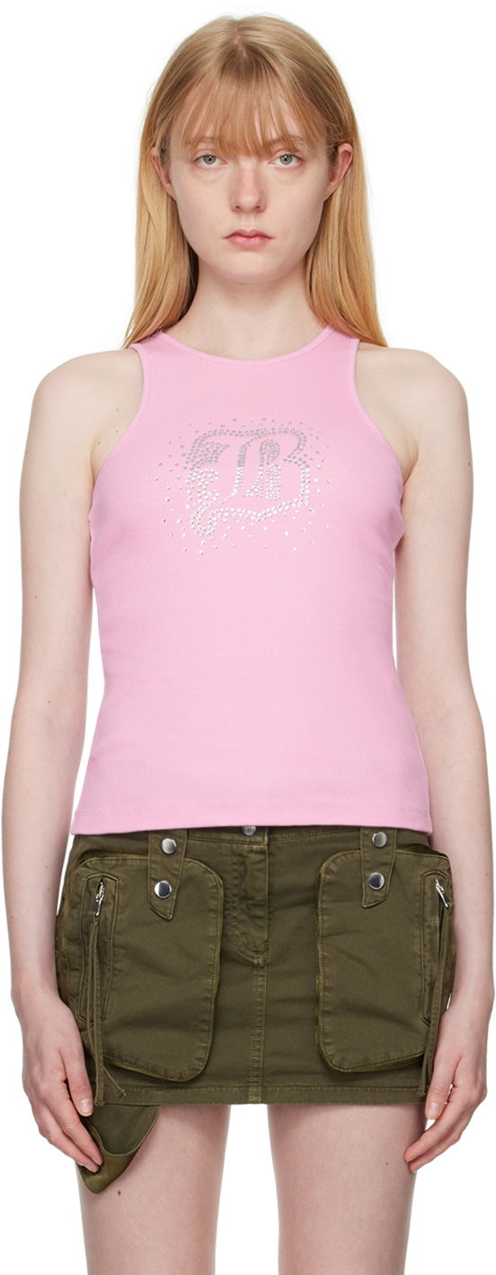 Majica brez rokavov Blumarine Blumarine Crystal Tank Top Roza | P444T027A, 0