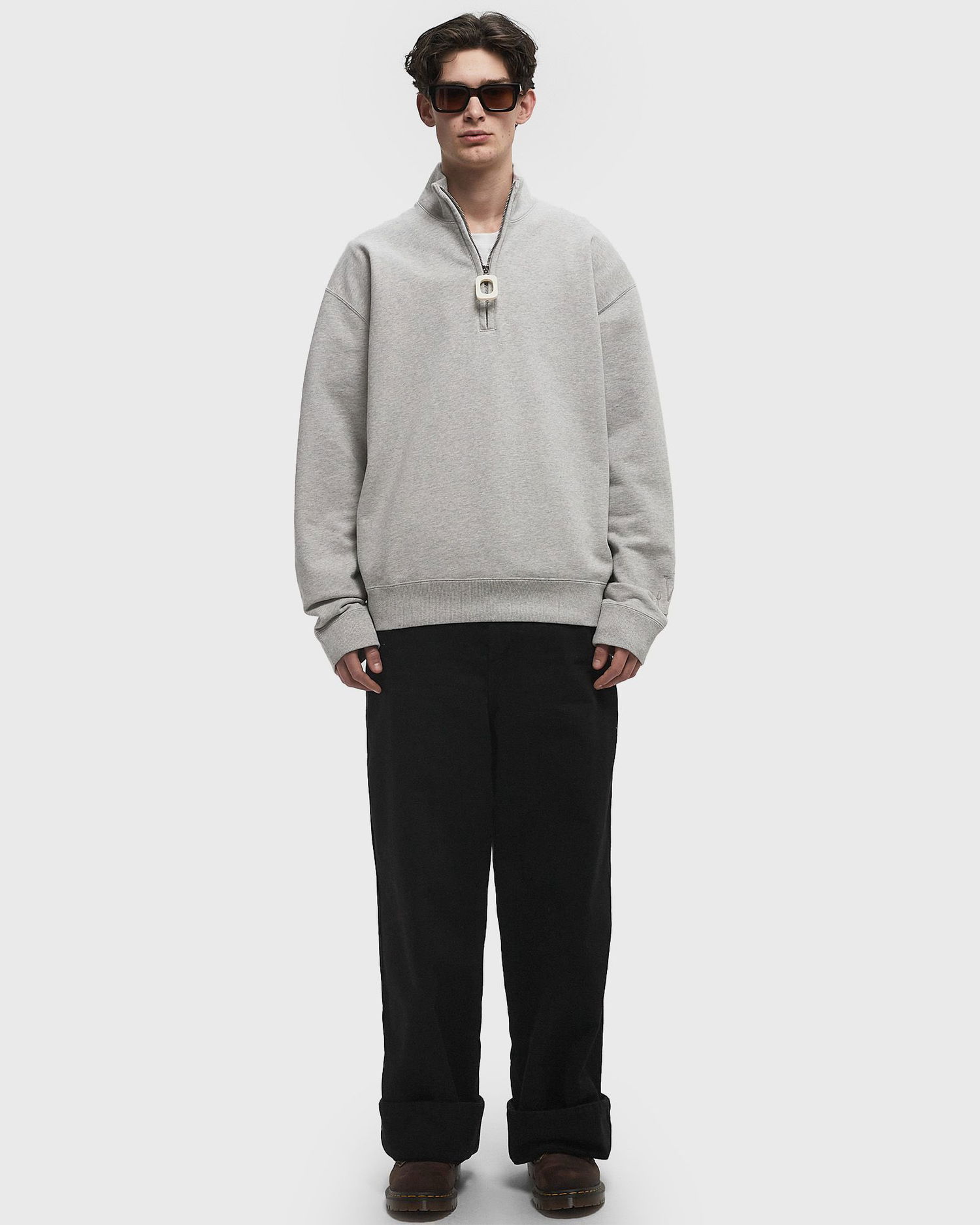Pleteni pulover JW Anderson JW Anderson Half-Zip Sweatshirt Siva | JW0225-PG1632-905, 1