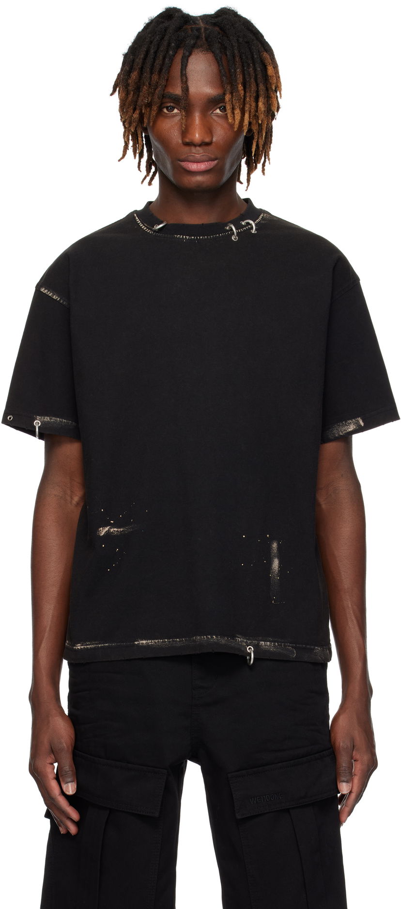Majica We11done We11done Pierced Distressed T-Shirt Črna | WD-TT0-25-770-U-BK