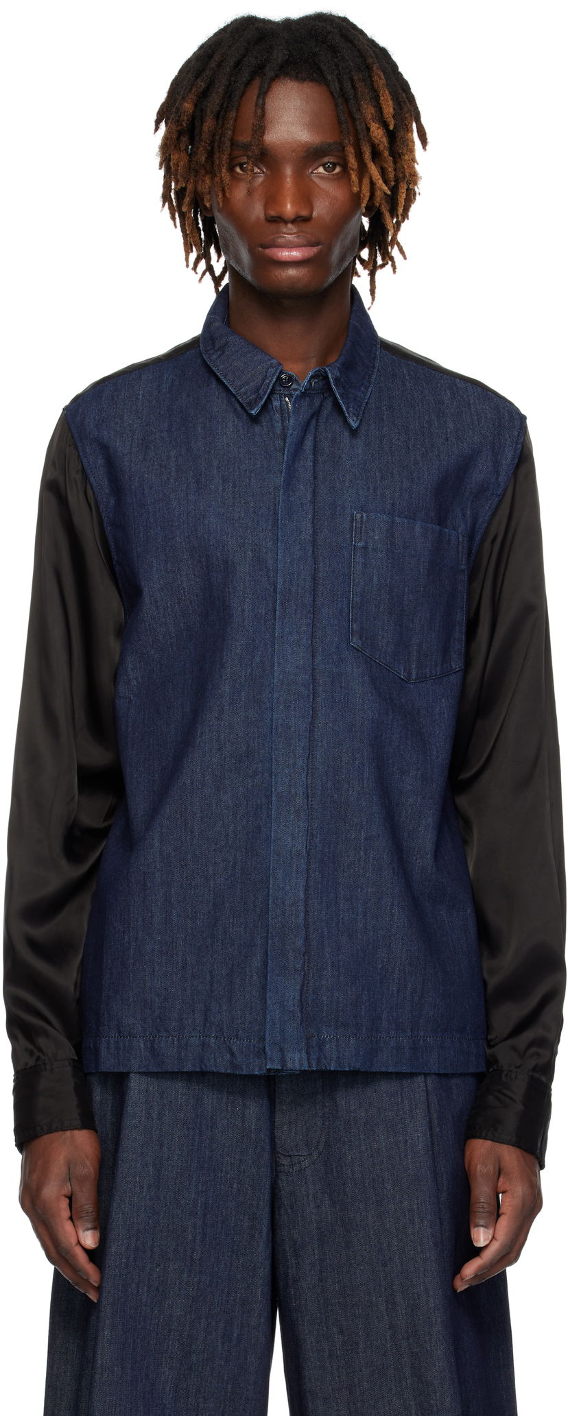 Srajce Dries Van Noten Dries Van Noten Zip Denim Shirt Modra | 251-020725-1553