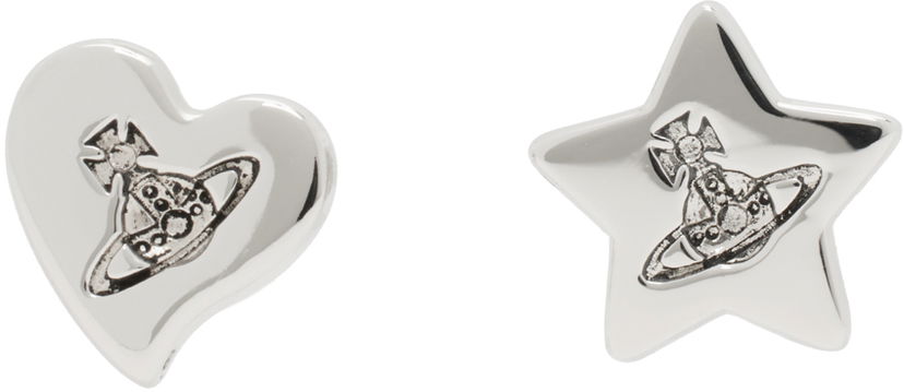 Uhani Vivienne Westwood Priscilla Heart And Star Earrings Bela | 6201033B-02P157-FJ