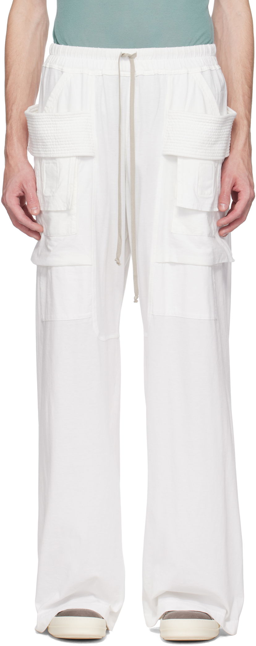 Cargo hlače Rick Owens Rick Owens DRKSHDW Hollywood Creatch Wide Cargo Pants Bela | DU01E3394 RN