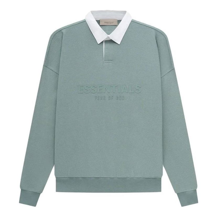 Polo majica Fear of God Essentials Waffle Long Sleeve Polo Zelena | FOG-SS23-056