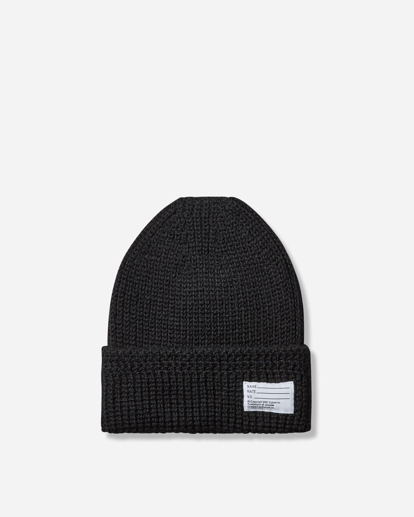 Beanie visvim Ribbed Knit Wool Beanie with Text Label Črna | 0125203003010 1