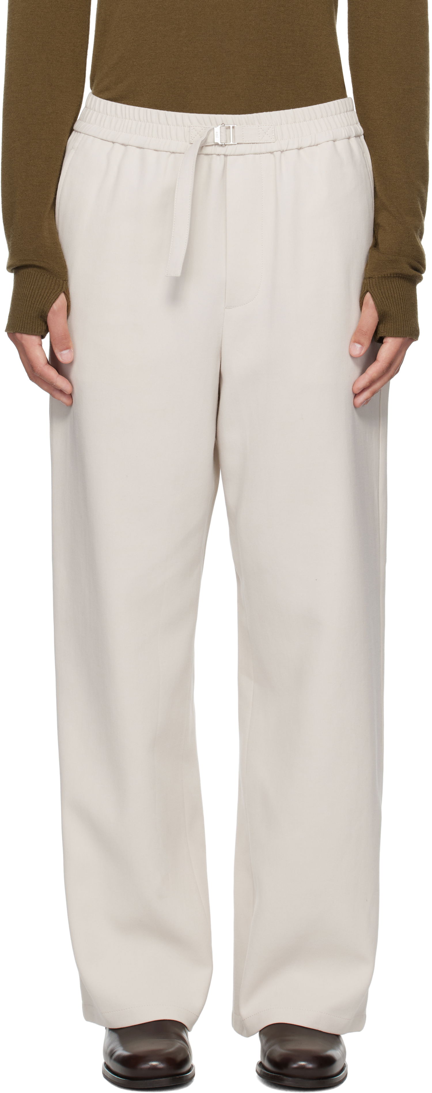 Hlače AMI AMI Paris Elasticated Trousers Bež | HTR214.CO0106, 0