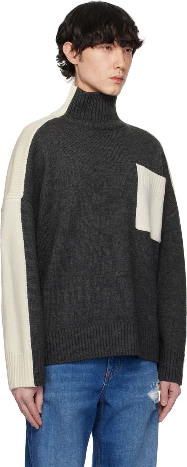 Pleteni pulover JW Anderson JW Anderson Dual Tone Turtleneck with Patch Pocket Siva | KW1308-YN0367, 1
