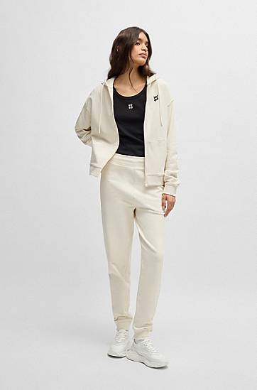 Pulover BOSS HUGO Zip-Up Hoodie with Stacked Logo Bela | 50535240, 1