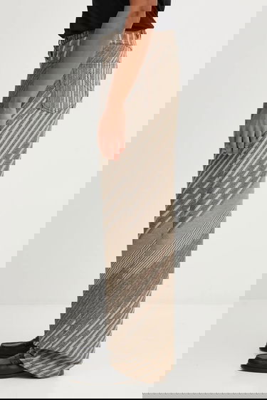 Hlače KENZO Wool Blend Diagonal Stripe Turn Up Wide Fit Pants Večbarvna | FF65PA3839IO, 1