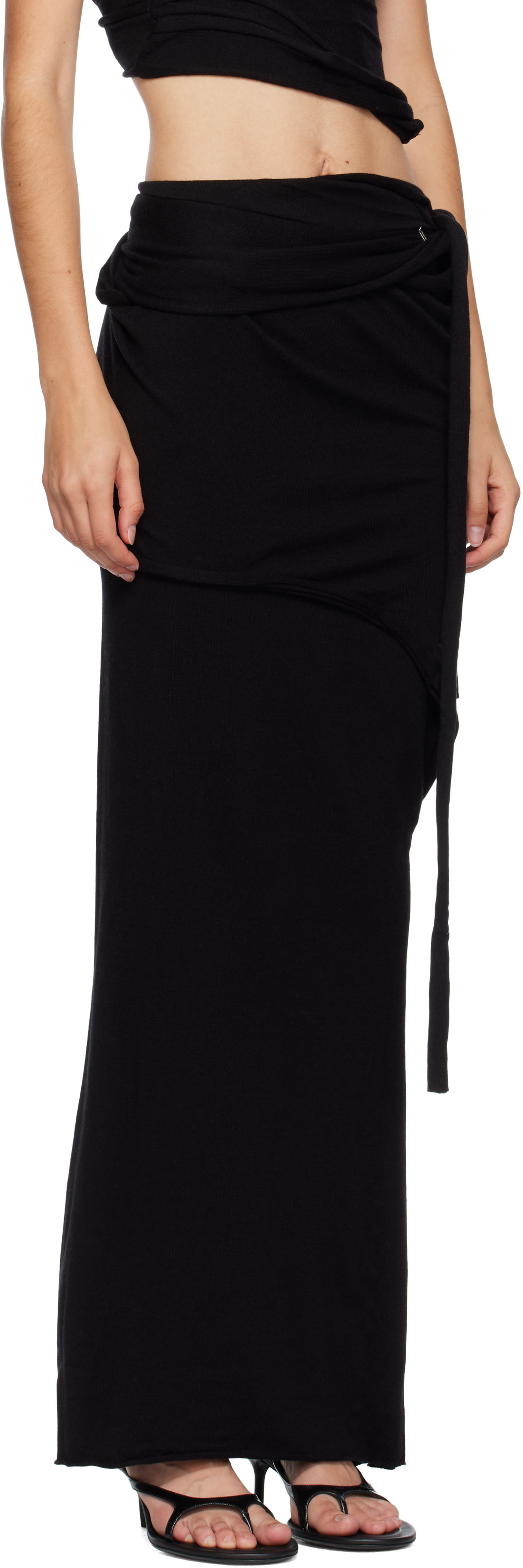 Krila Ottolinger Ottolinger Lounge Drape Maxi Skirt Črna | 107-302007-01, 1