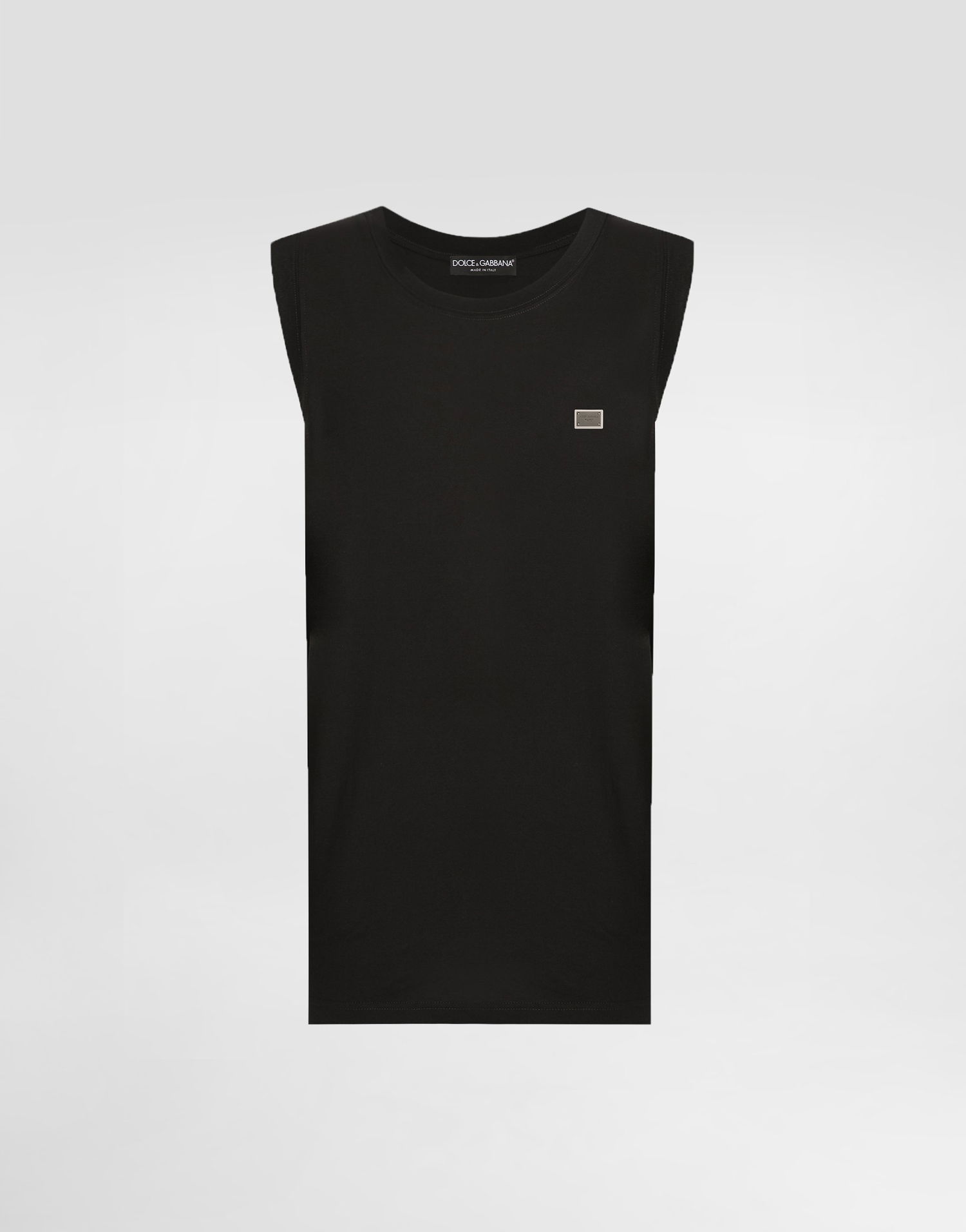 Majica brez rokavov Dolce & Gabbana Oversize Cotton Singlet With Tag Črna | G8QJ5TG7N7AN0000, 0