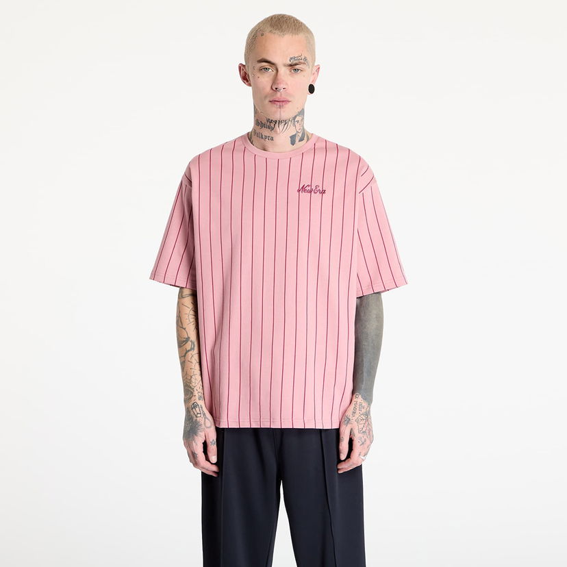 Majica New Era New Era Pinstripe Oversized T-Shirt Roza | 60596612