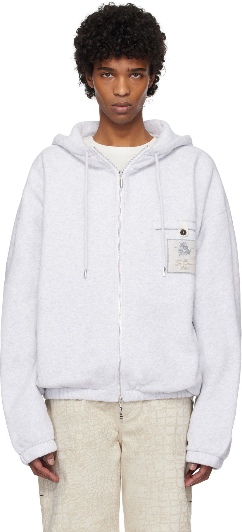 Pulover Jacquemus Jacquemus 'The Torneo' Zip-Up Hoodie Siva | 25E255JS302-2465