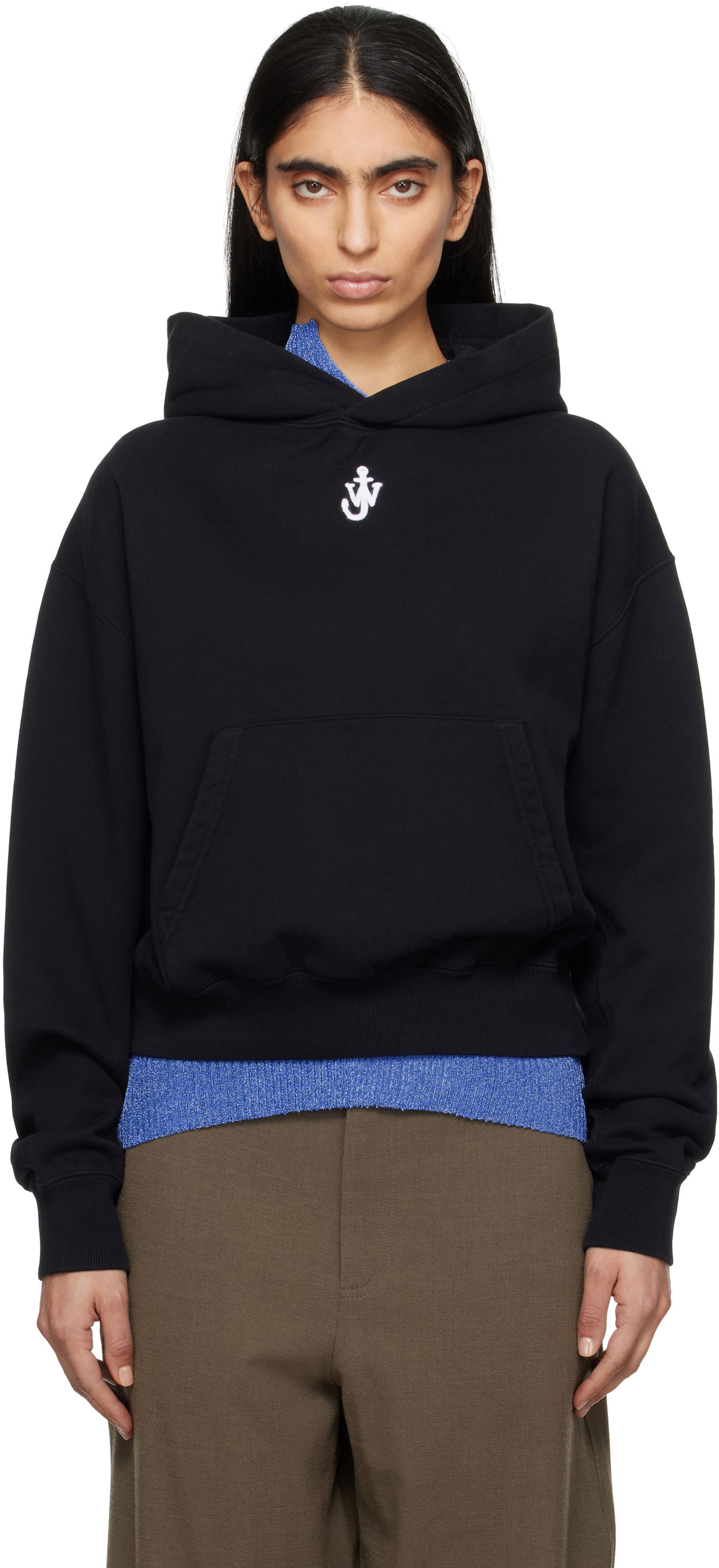 Pulover JW Anderson JW Anderson Anchor Logo Cropped Hoodie Črna | JW0216-PG1719, 0