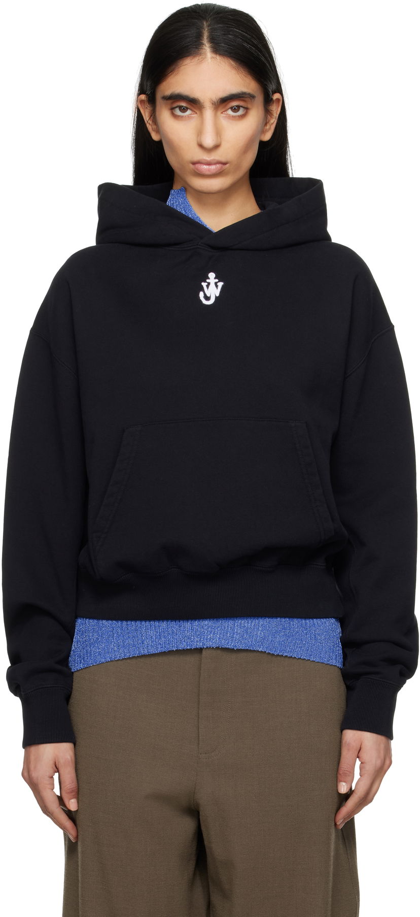 Pulover JW Anderson JW Anderson Anchor Logo Cropped Hoodie Črna | JW0216-PG1719