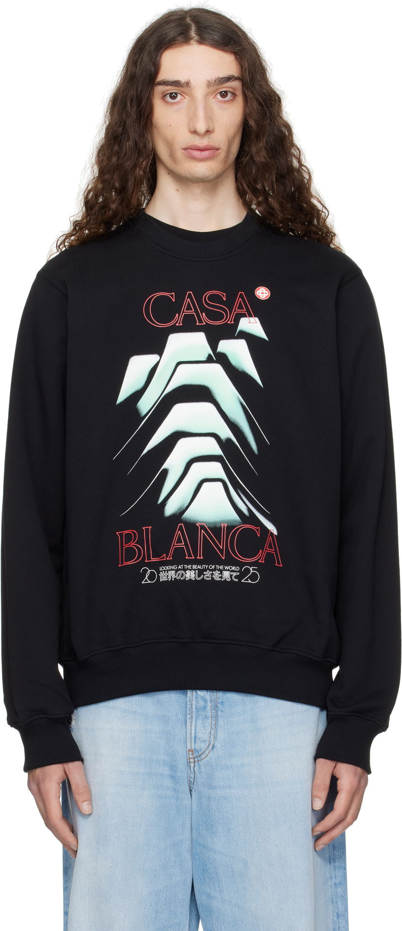 Pulover Casablanca Casablanca Frosty Mountain Graphic Sweatshirt Črna | MPF25-JTP-293-05