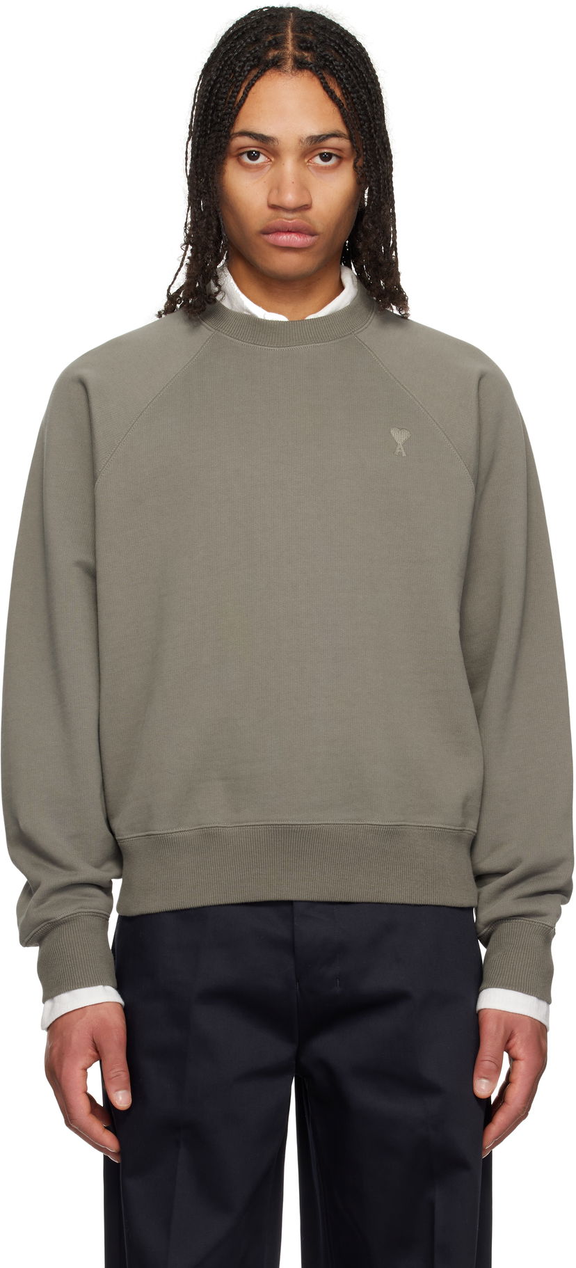 Pleteni pulover AMI AMI Paris Tonal Ami de Coeur Sweatshirt Zelena | USW074.747