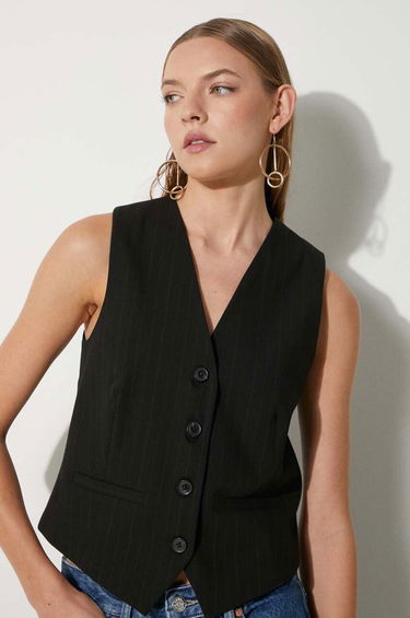 Telovnik Samsoe Samsoe Samsoe Samsoe Saramona Pinstripe Vest Črna | F24100047, 4