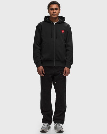 Pulover Comme des Garçons Play Comme des Garcons Full-Zip Hoodie Red Heart Črna | AX-T172-051-1, 2