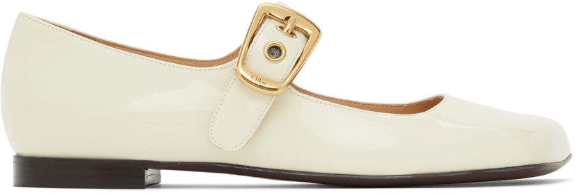 Superge in čevlji CHLOÉ Polly Patent Leather Ballerina Flats Bela | CHC24W07BOR