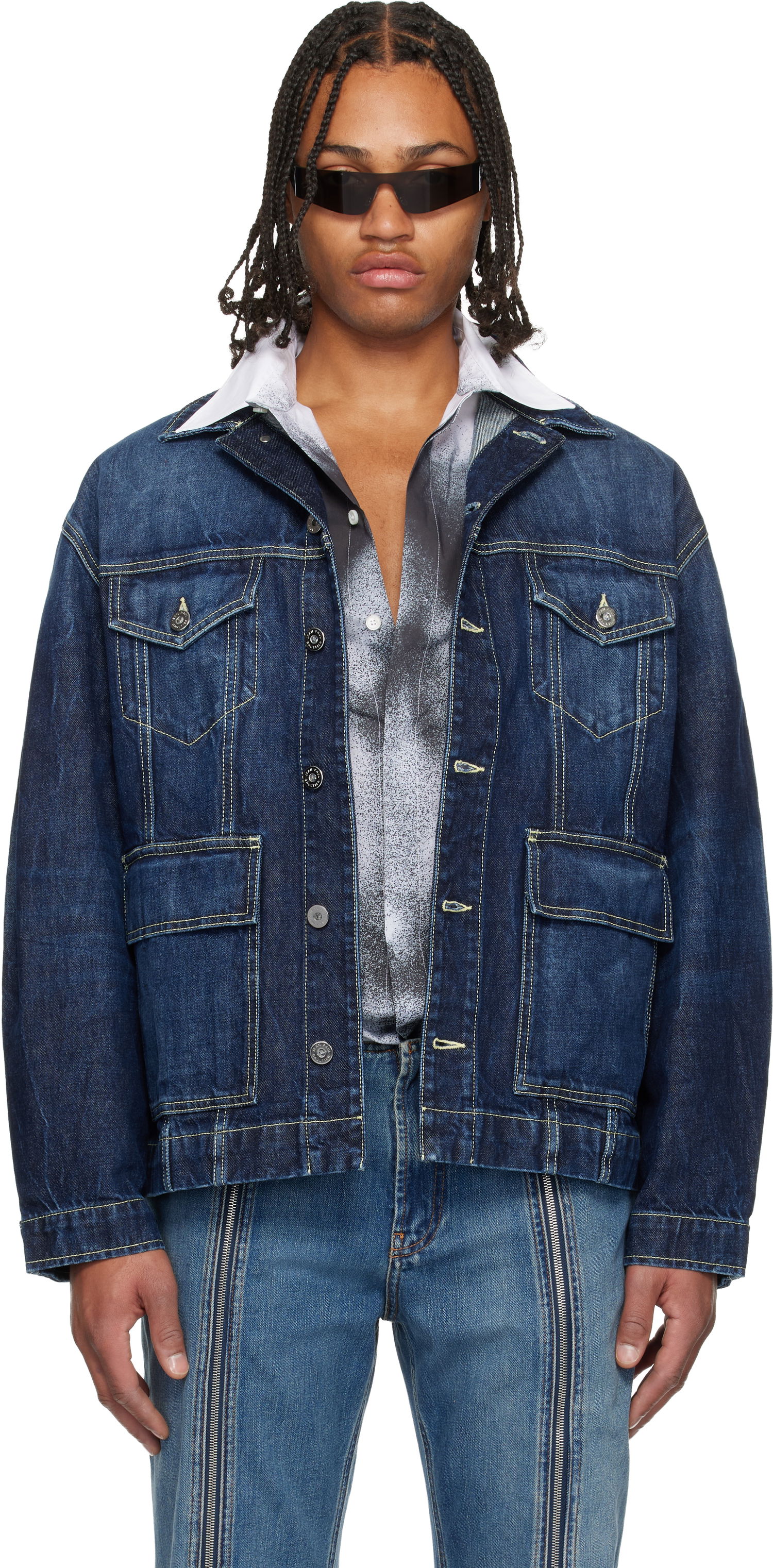 Jakna Jean Paul Gaultier Jean Paul Gaultier Cutout Denim Jacket Modra | 25/04-U-JA018-D024-83, 0