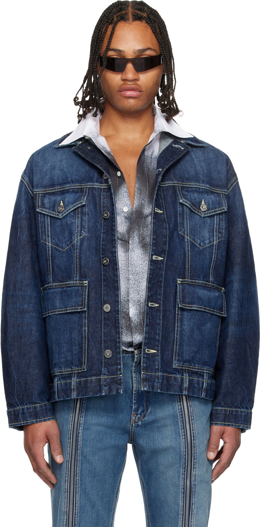 Jakna Jean Paul Gaultier Jean Paul Gaultier Cutout Denim Jacket Modra | 25/04-U-JA018-D024-83