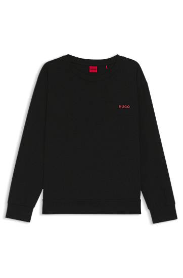 Pižame BOSS Stretch-cotton pyjama top with logo print Črna | 50555632, 0