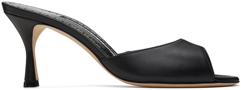 Modni dodatki Manolo Blahnik Manolo Blahnik Jadarona Leather Heeled Mules Črna | 121-1461