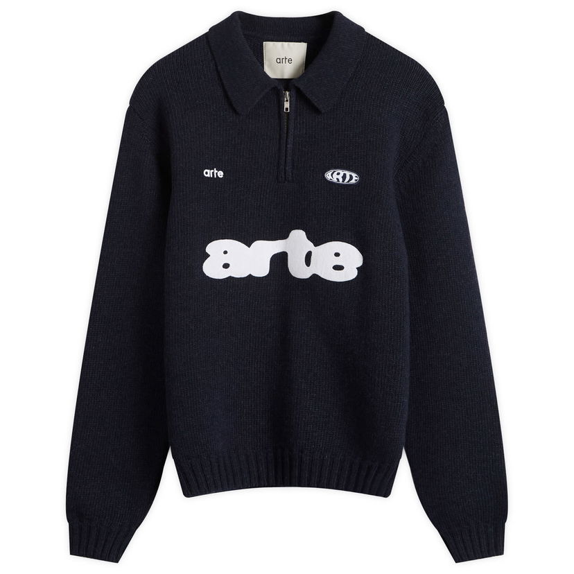 Pleteni pulover Arte Antwerp Arte Football Knit Polo Jumper Mornarica | AW25-256K-NVY