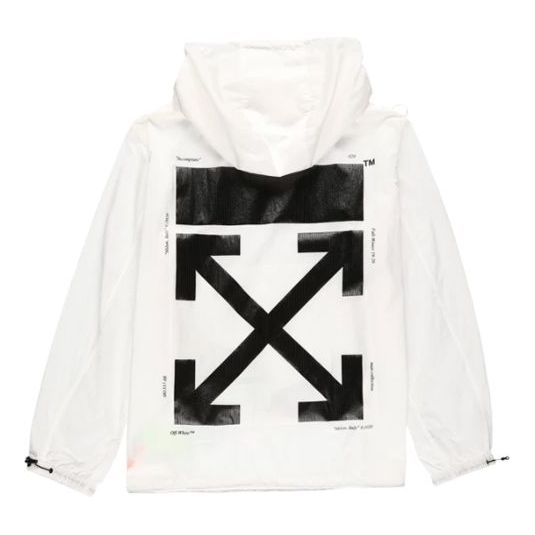 Vetrovka Off-White Printing Pullover Hooded Jacket Bela | OMEA187E19E110240110