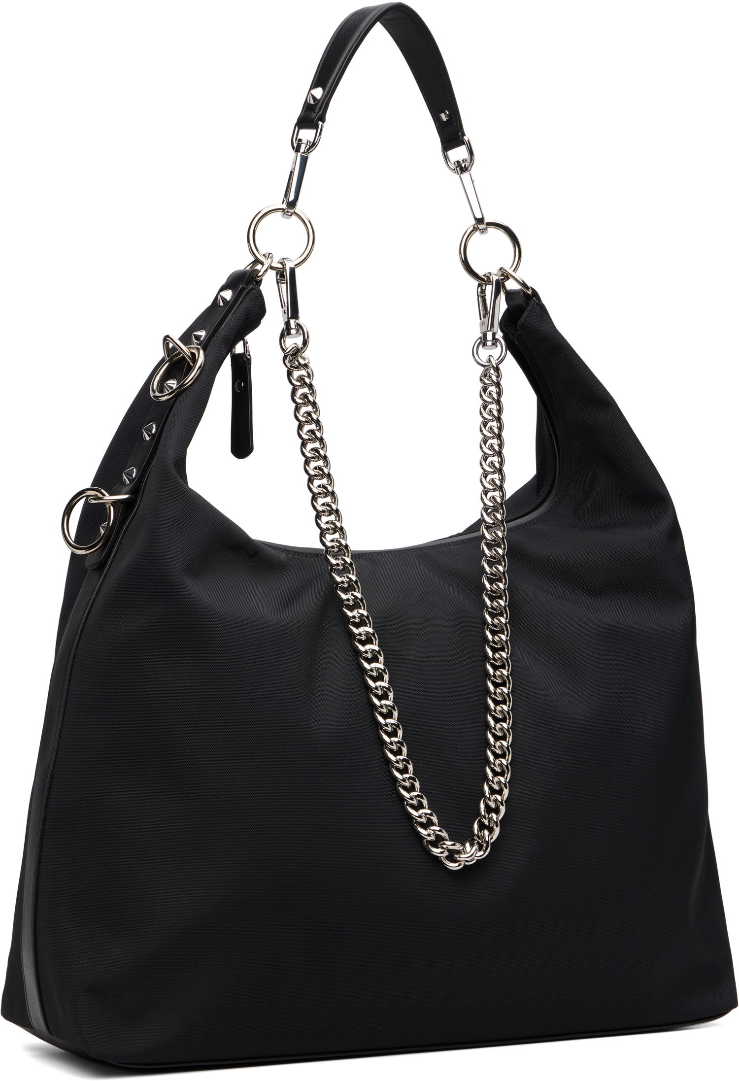 Torbica R13 Large Nylon Hobo Bag with Chain Črna | R13WA063-A010, 1