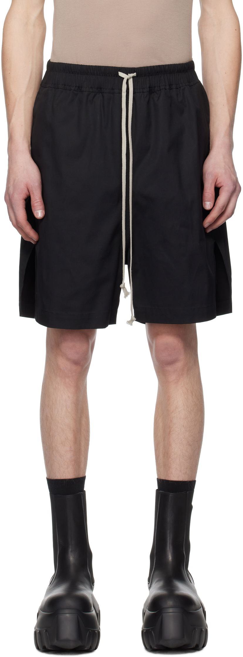 Kratke hlače Rick Owens Rick Owens Hollywood Boxer Shorts Črna | RU01E5397 TE