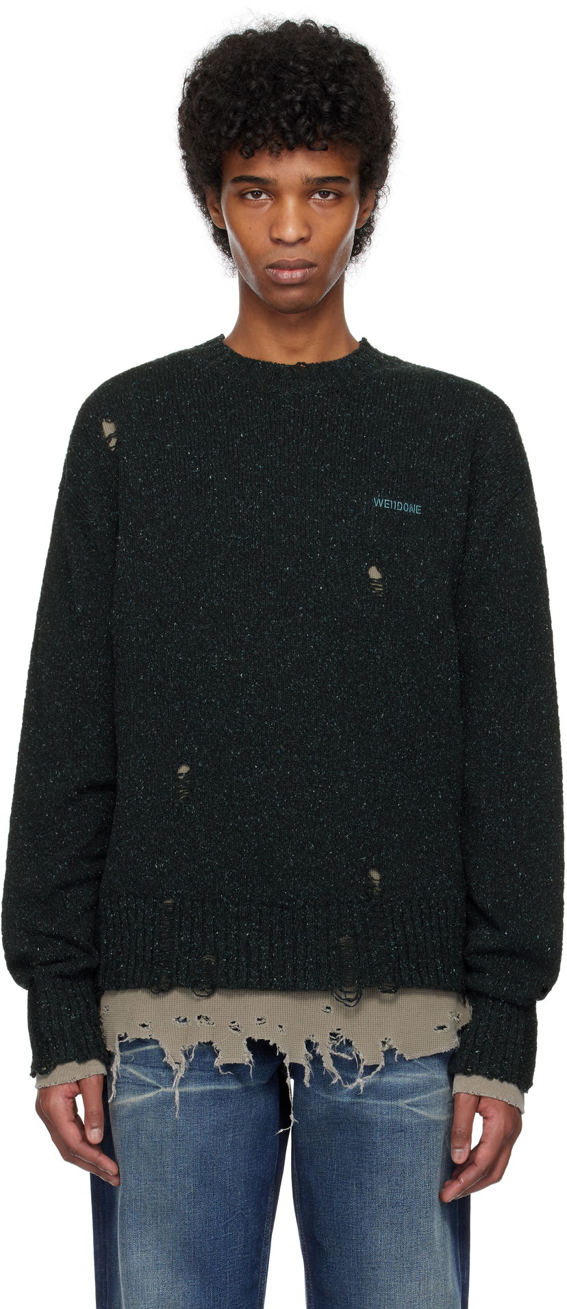Pleteni pulover We11done We11done Grunge Knit Sweater Zelena | WD-KT0-25-621-U-NV