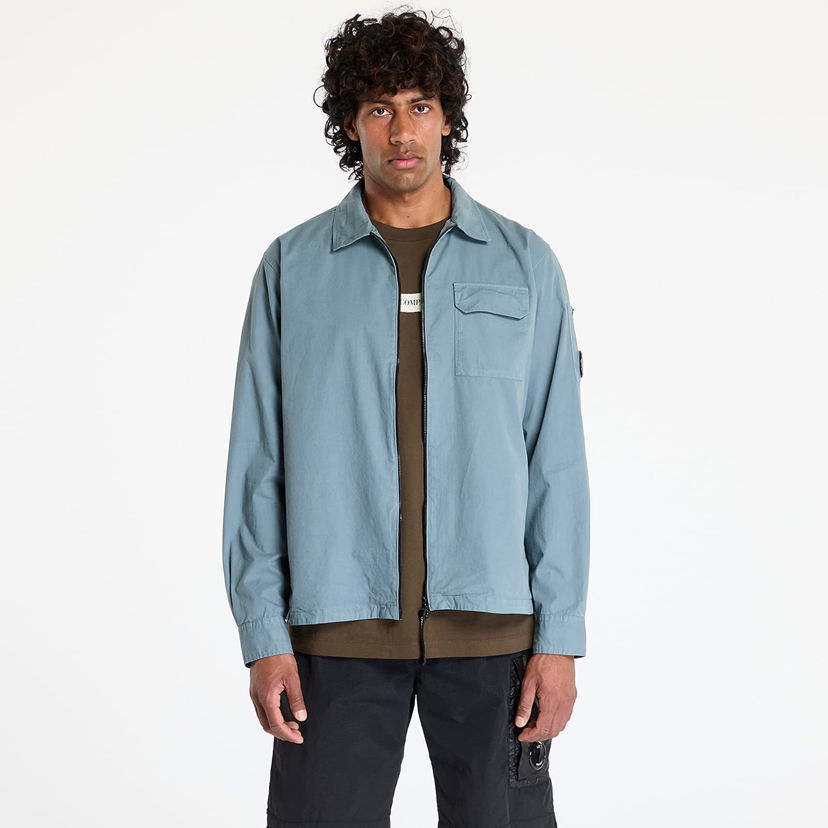 Vetrovka C.P. Company C.P. Company Organic Gabardine Full Zip Overshirt Modra | 18CMOS124A110143G-872