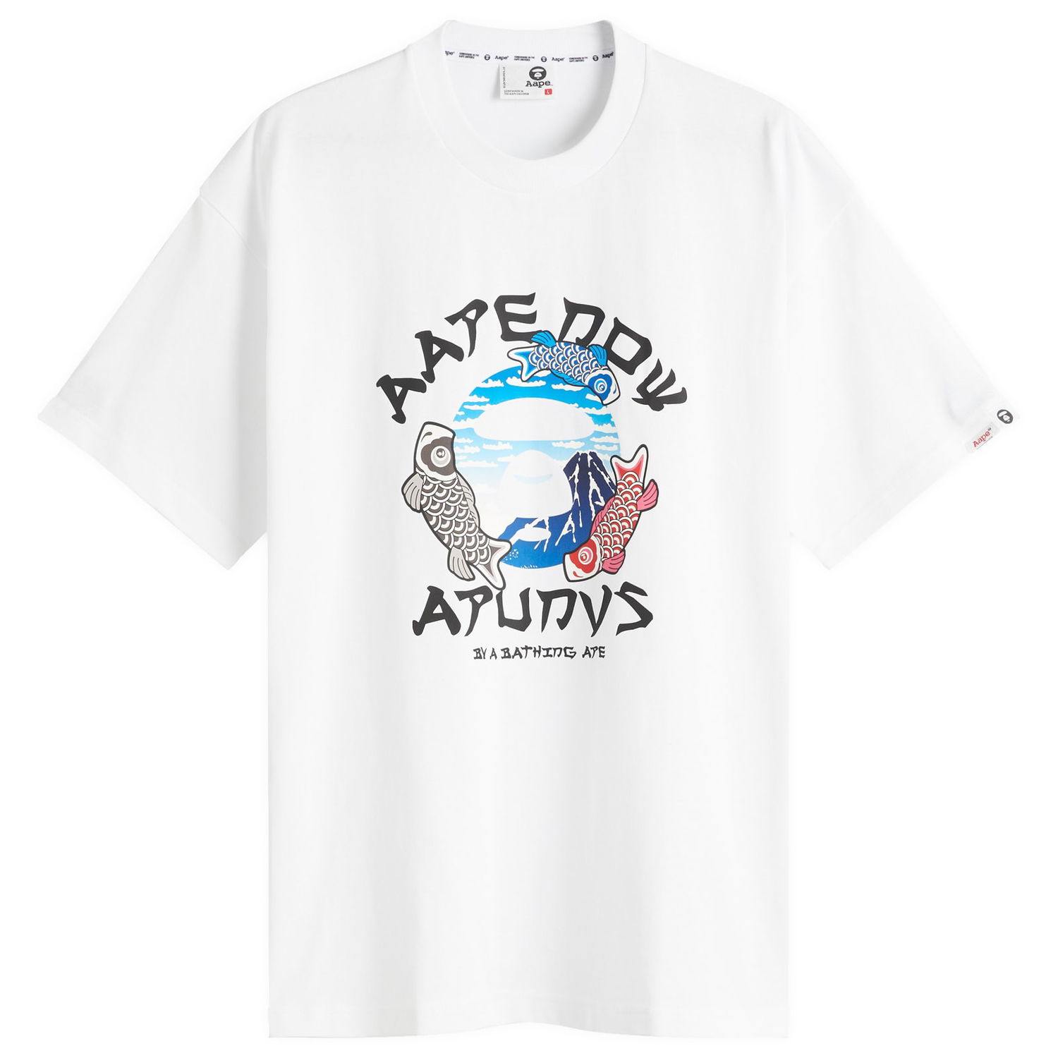 Majica AAPE by A Bathing Ape AAPE Koi Fish Graphic Tee, Size Large Bela | AAPTEM1637XX-WHT, 0