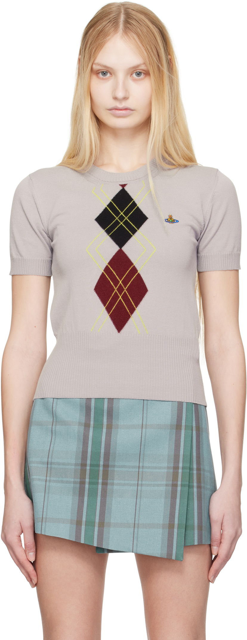 Pleteni pulover Vivienne Westwood Vivienne Westwood Argyle Knitted Top Siva | 1803005S-Y003D-