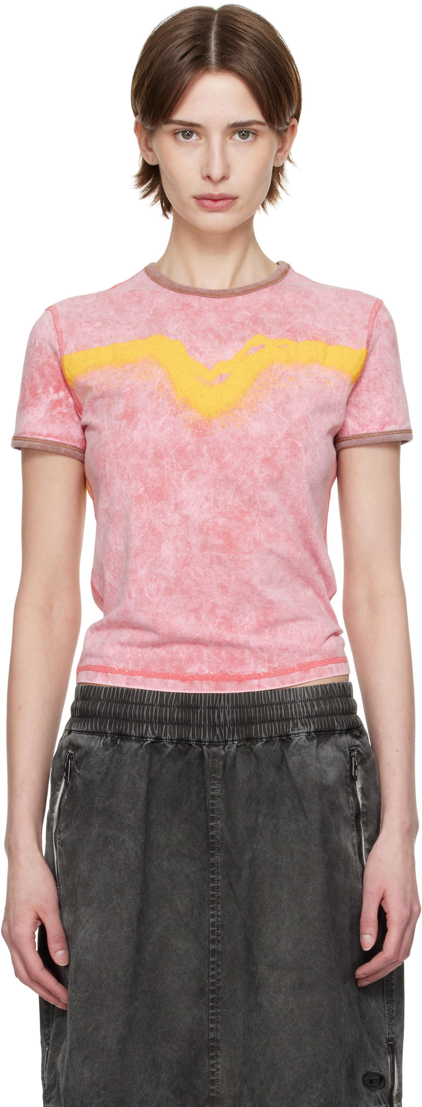 Majica Diesel Diesel T-Uncutie-Long-Q3 Graphic T-Shirt Roza | A17316 0SLBB